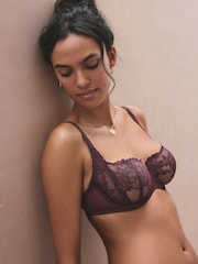 Chocolate/Berry/Pink Non Pad Balcony Lace Bras 3 Pack - Image 4 of 13