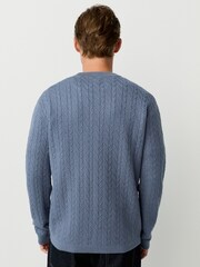 Blue Regular Fit Premium Feel Textured Crew Neck Jumper - Image 5 of 8