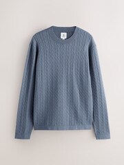 Blue Regular Fit Premium Feel Textured Crew Neck Jumper - Image 6 of 8