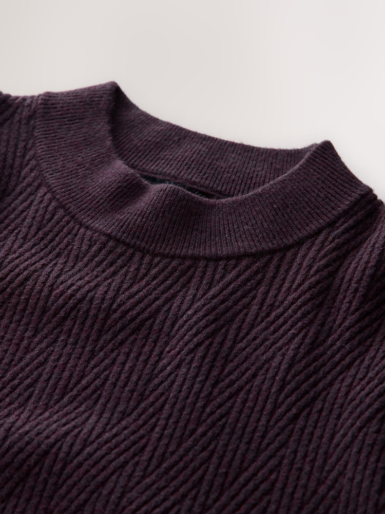 Dark Purple Regular Fit Premium Mid Weight Textured Crew Neck Jumper - Image 8 of 8 Dark Purple Regular Fit Premium Mid Weight Textured Crew Neck Jumper - Image 8 of 8