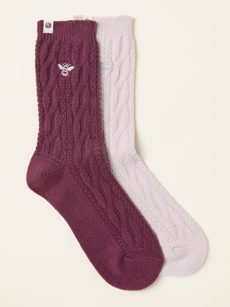 FatFace 2 Pairs of Bee Embroidered Cosy Socks - Imagem 1 de 1
