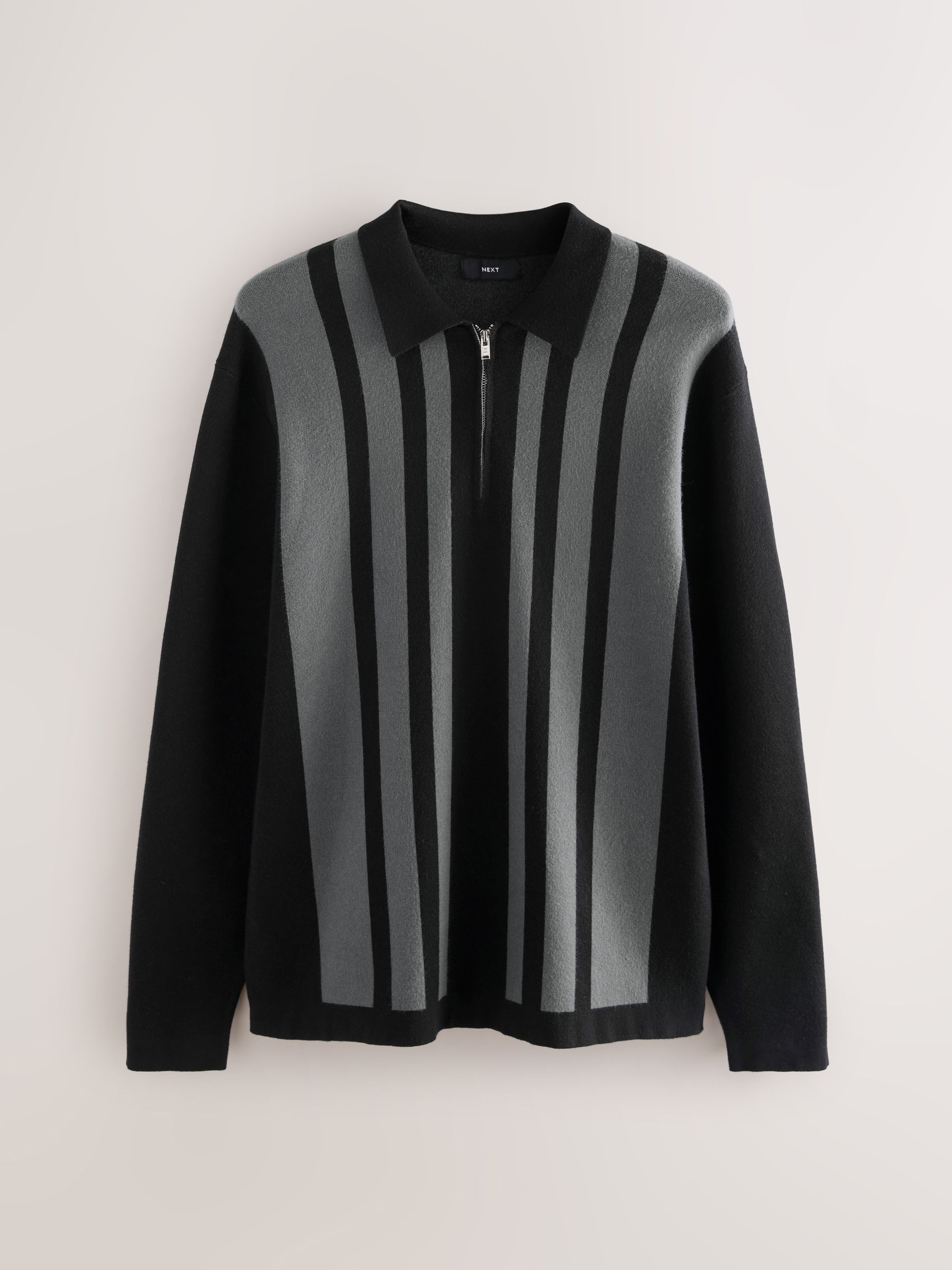 Buy Black Regular Fit Premium Mid Weight Stripe Long Sleeve Knit