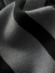 Black Regular Fit Premium Stripe Long Sleeve Knit Quarter Zip Polo Shirt - Image 7 of 7