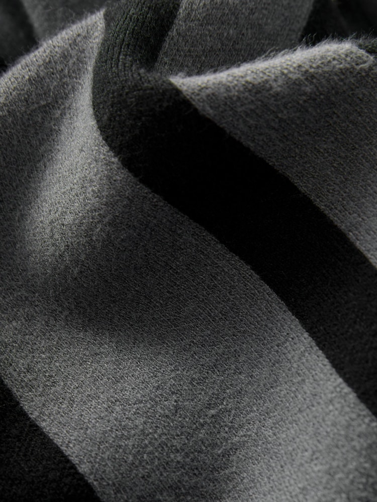Black Regular Fit Premium Stripe Long Sleeve Knit Quarter Zip Polo Shirt - Image 7 of 7