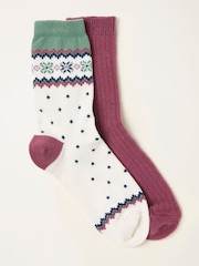 FatFace 2 Pairs of Fairisle Socks - Imagem 1 de 2