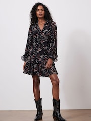 Mint Velvet Black Abstract Print Mini Dress - Image 1 of 8