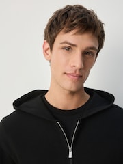 Schwarz - Relaxed Fit Premium Knit Zip-Through Hoodie - Bild 4 von 8