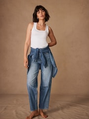 Mint Velvet Blue Mid Relaxed 100% Cotton Tapered Jeans - Image 3 of 8