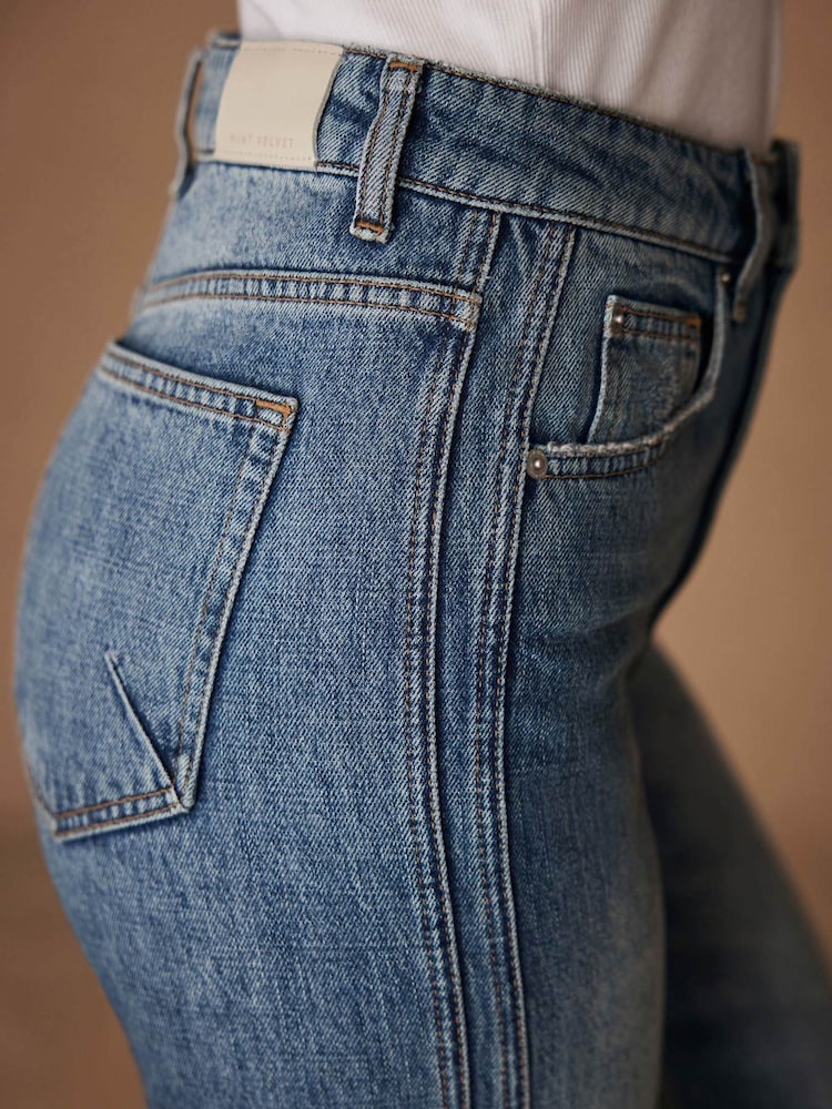 Mint Velvet Blue Mid Relaxed 100% Cotton Tapered Jeans - Image 5 of 8