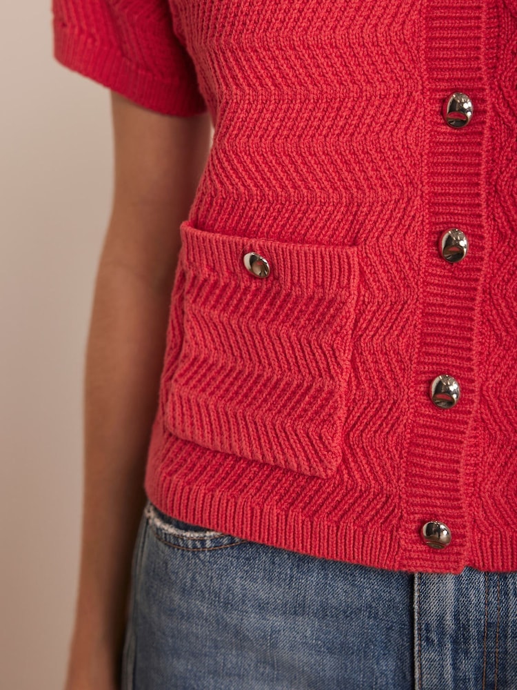 Mint Velvet Red Textured Top - Image 3 of 7