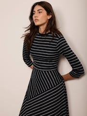 Mint Velvet Blue Striped Midi Dress - Image 3 of 8