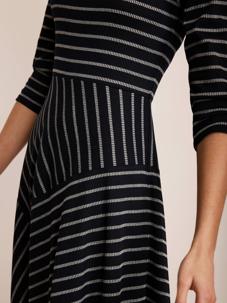 Mint Velvet Blue Striped Midi Dress - Image 4 of 8