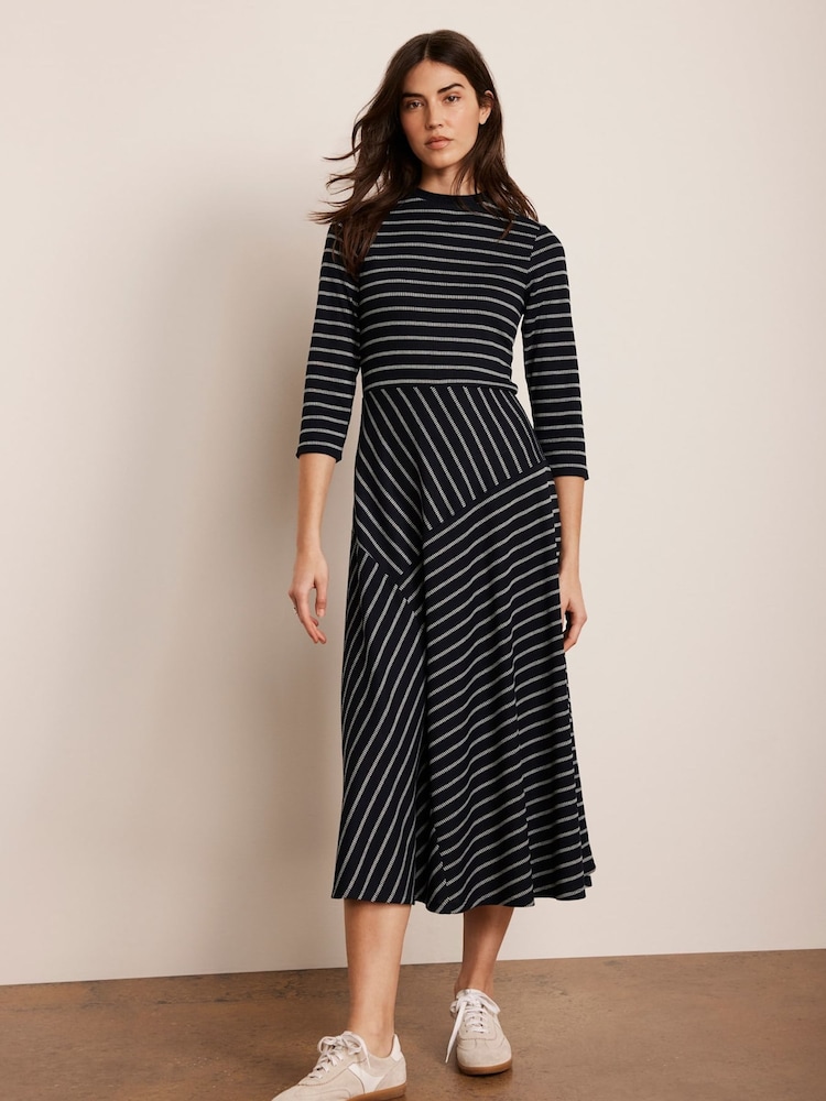 Mint Velvet Blue Striped Midi Dress - Image 5 of 8