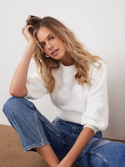 Mint Velvet Cream Floral Embroidered Jumper - Image 2 of 8