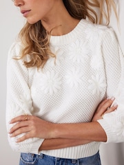 Mint Velvet Cream Floral Embroidered Jumper - Image 5 of 8