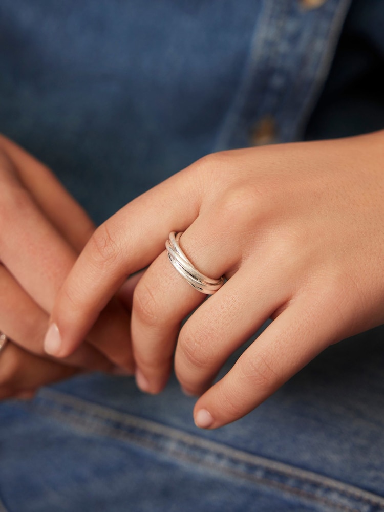 Mint Velvet Silver Tone Twist Ring - Image 1 of 5