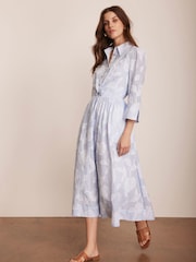 Mint Velvet Blue 100% Cotton Twist Detail Midi Dress - Image 2 of 8