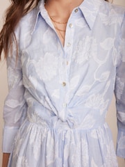 Mint Velvet Blue 100% Cotton Twist Detail Midi Dress - Image 3 of 8