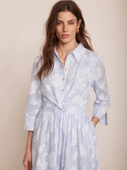 Mint Velvet Blue 100% Cotton Twist Detail Midi Dress - Image 4 of 8