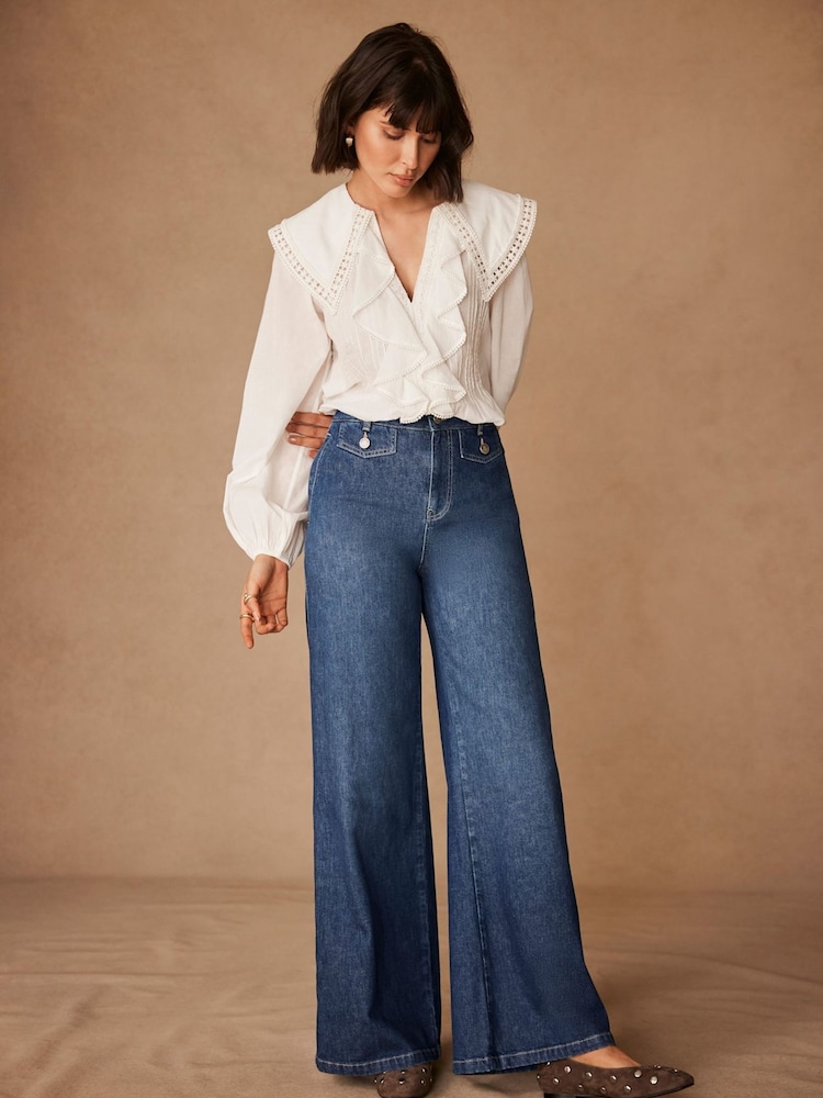 Mint Velvet Blue Palazzo Wide Jeans - Image 1 of 7