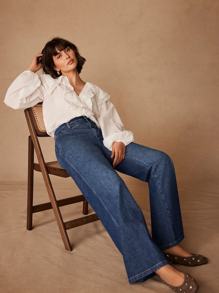 Mint Velvet Blue Palazzo Wide Jeans - Image 2 of 7