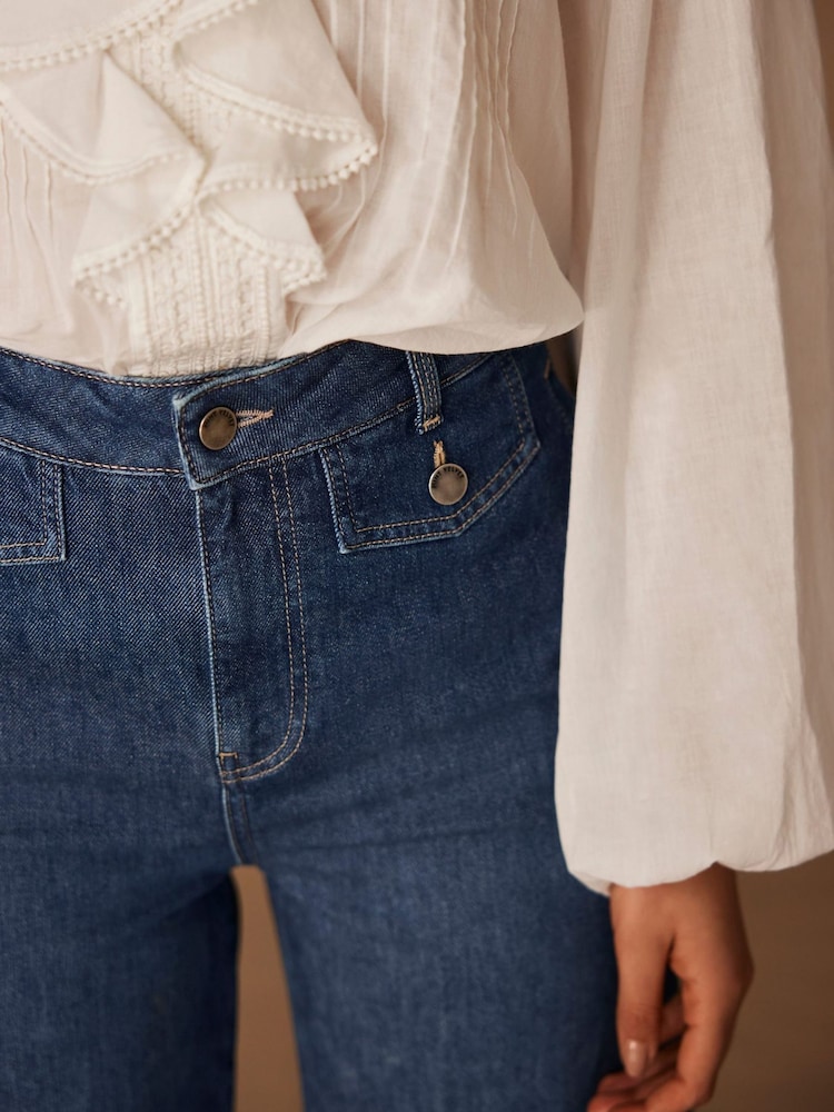 Mint Velvet Blue Palazzo Wide Jeans - Image 3 of 7