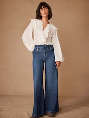 Mint Velvet Blue Palazzo Wide Jeans - Image 4 of 7