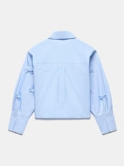 Mint Velvet Blue 100% Cotton Bow Detail Cropped Shirt - Image 7 of 7
