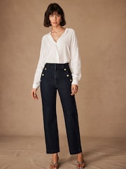 Mint Velvet Blue Cropped Jeans - Image 4 of 7