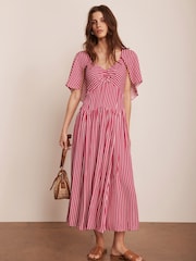 Mint Velvet Red Polka Dot Midi Dress - Image 1 of 8