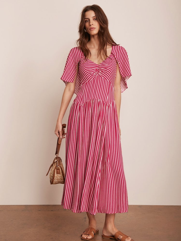 Mint Velvet Red Polka Dot Midi Dress - Image 1 of 8 Mint Velvet Red Polka Dot Midi Dress - Image 1 of 8