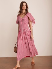 Mint Velvet Red Polka Dot Midi Dress - Image 3 of 8