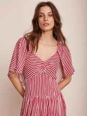 Mint Velvet Red Polka Dot Midi Dress - Image 4 of 8