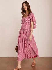 Mint Velvet Red Polka Dot Midi Dress - Image 6 of 8