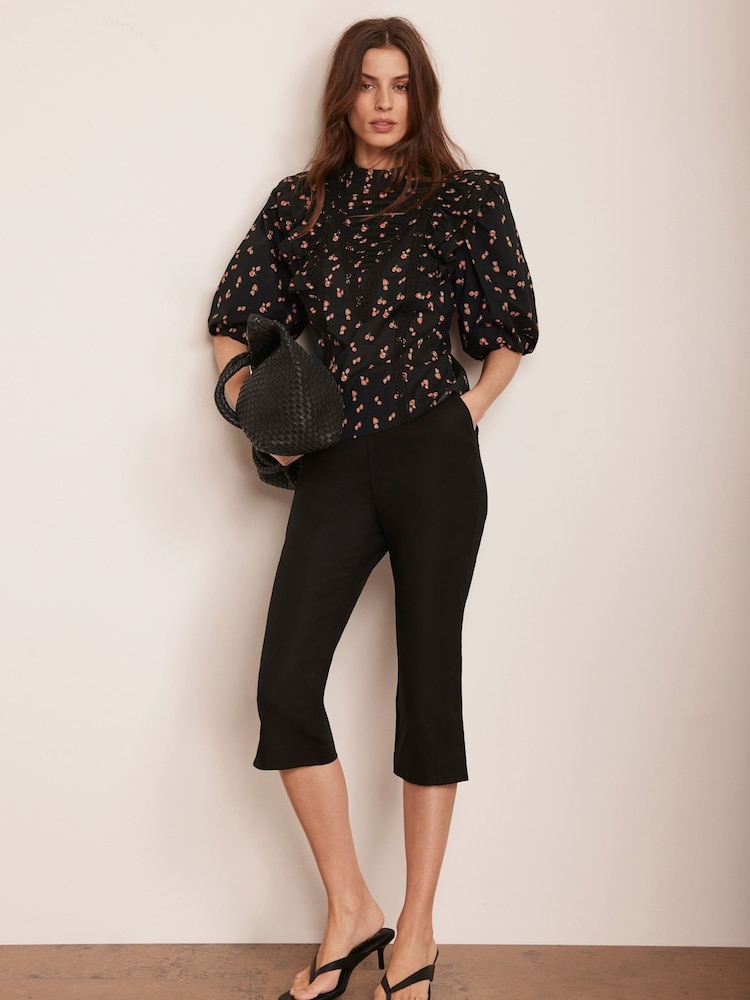 Mint Velvet Black 100% Cotton Strawberry Print Top - Image 5 of 8