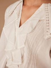 Mint Velvet White 100% Cotton Statement Collar Blouse - Image 4 of 8