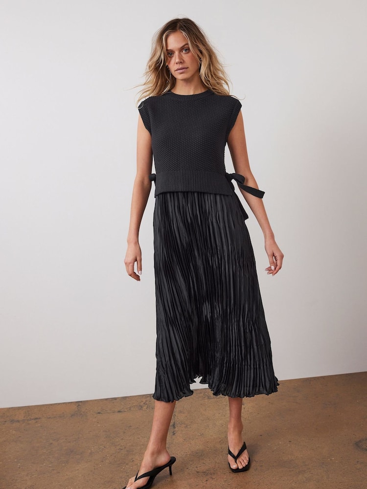 Mint Velvet Black Tabard Midi Dress - Image 1 of 7