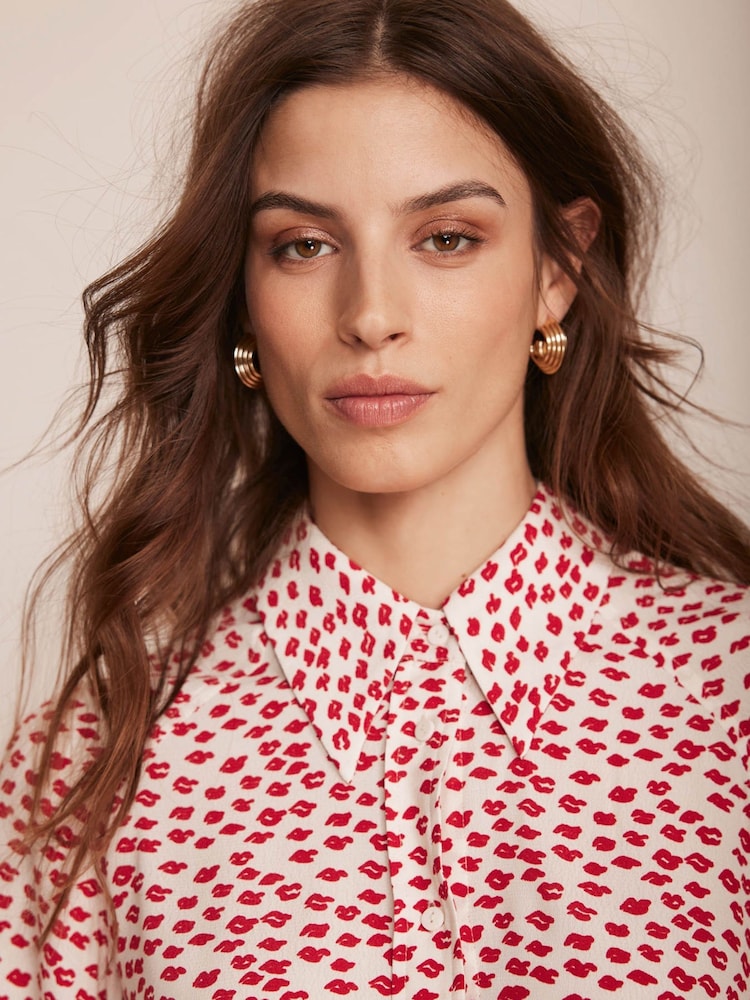 Mint Velvet Cream Lips Print Shirt - Image 6 of 8