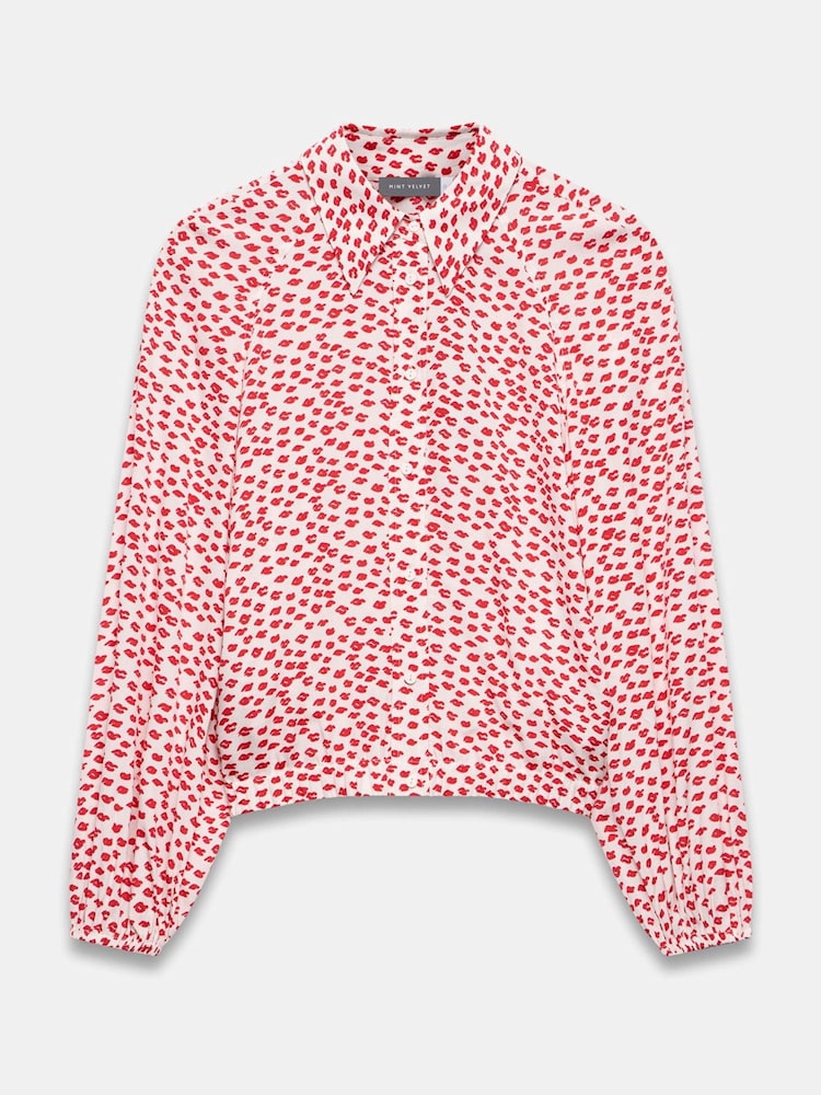 Mint Velvet Cream Lips Print Shirt - Image 7 of 8