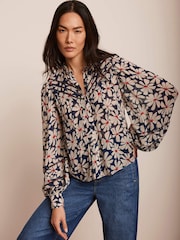 Mint Velvet Blue Floral Print Blouse - Image 1 of 8
