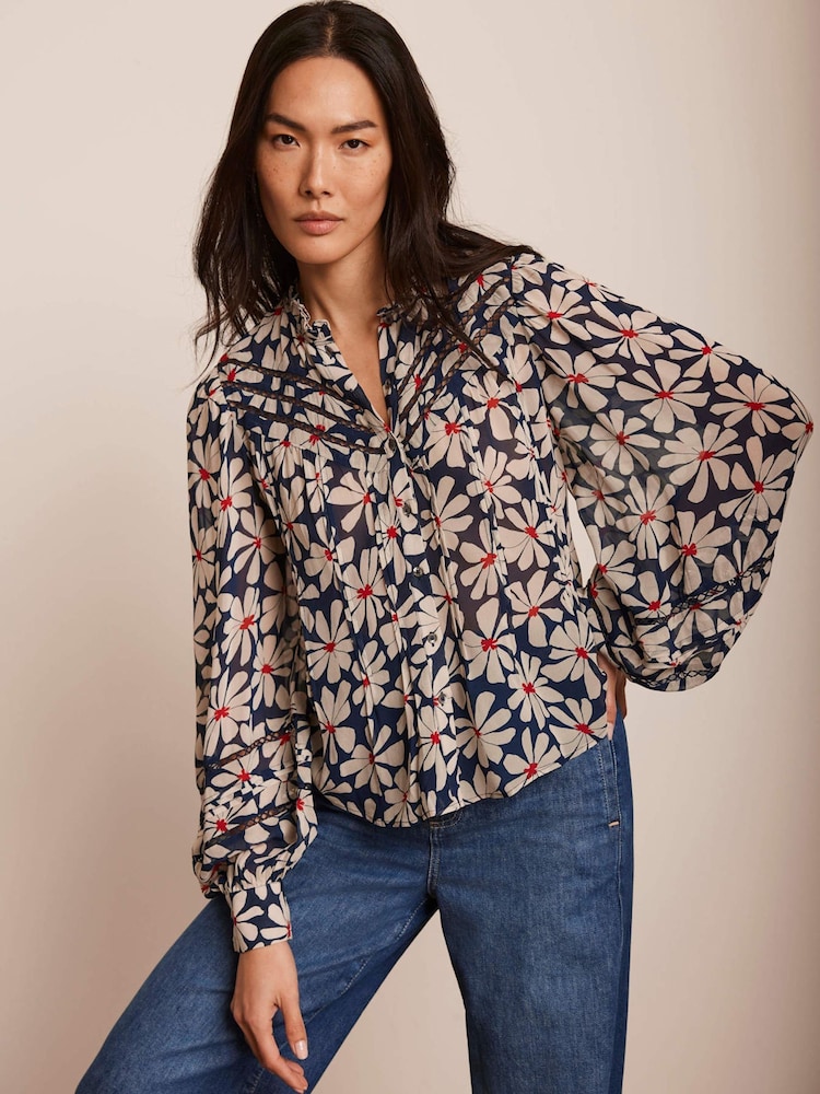Mint Velvet Blue Floral Print Blouse - Image 1 of 8