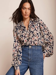 Mint Velvet Blue Floral Print Blouse - Image 2 of 8