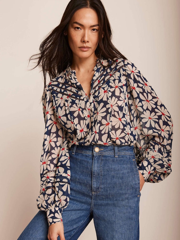 Mint Velvet Blue Floral Print Blouse - Image 2 of 8