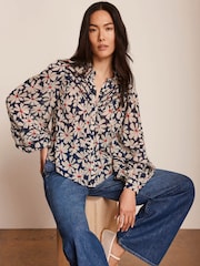 Mint Velvet Blue Floral Print Blouse - Image 3 of 8