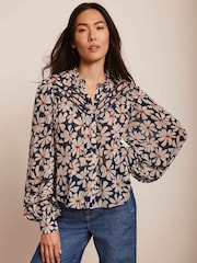 Mint Velvet Blue Floral Print Blouse - Image 5 of 8