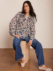 Mint Velvet Blue Floral Print Blouse - Image 6 of 8