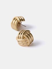 Mint Velvet Gold Tone Knot Stud Earrings - Image 2 of 3