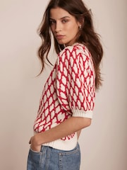 Mint Velvet Red Graphic Knit Top - Image 2 of 8