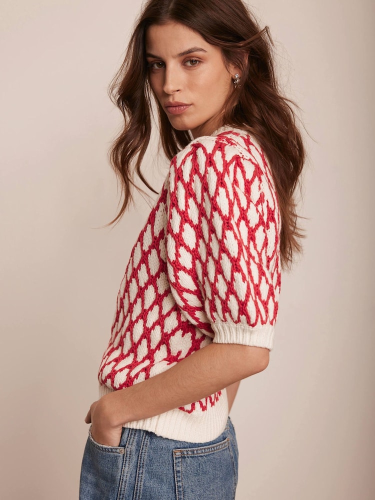 Mint Velvet Red Graphic Knit Top - Image 2 of 8