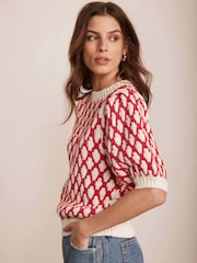 Mint Velvet Red Graphic Knit Top - Image 5 of 8